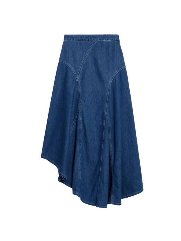 Marks & Spencer Denim maxi asymmetric skirt with accentuated waist Marks & Spencer navy blue