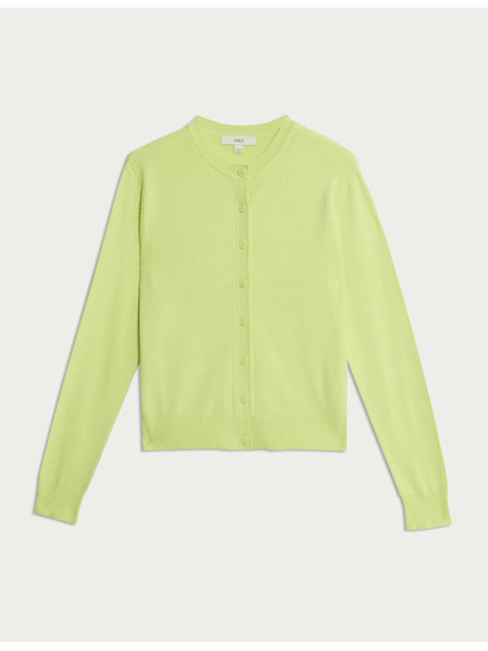 Marks & Spencer Cardigan with round neck and buttons in front Marks & Spencer green