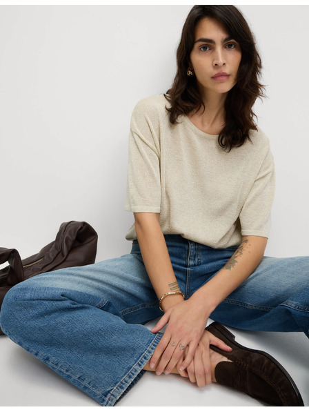 Marks & Spencer Metallic knitted top with high neck Marks & Spencer cream