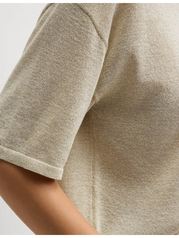 Marks & Spencer Metallic knitted top with high neck Marks & Spencer cream