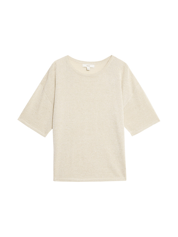 Marks & Spencer Metallic knitted top with high neck Marks & Spencer cream
