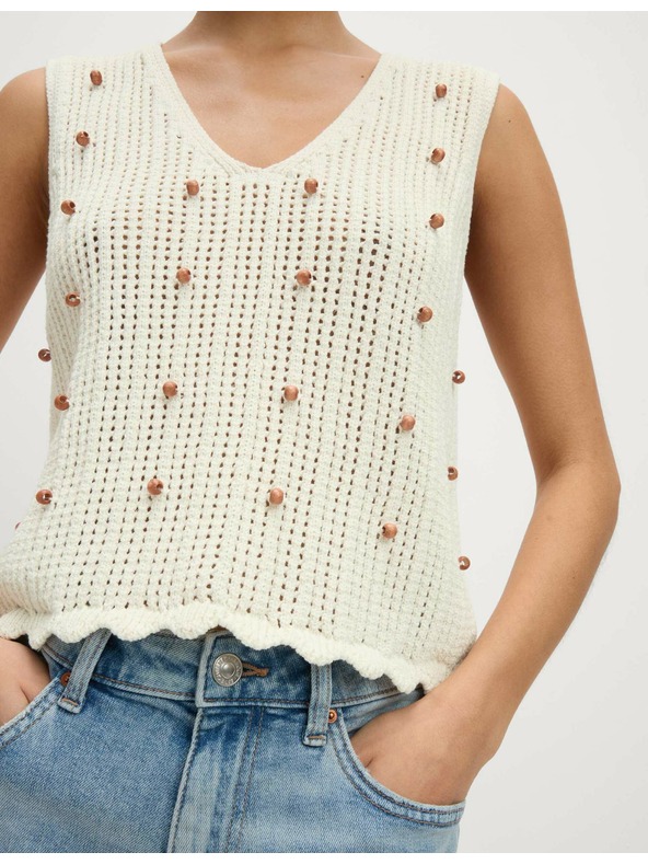 Marks & Spencer Cropped textured vest from cotton blend, slim cut Marks & Spencer cream