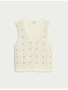 Marks & Spencer Cropped textured vest from cotton blend, slim cut Marks & Spencer cream