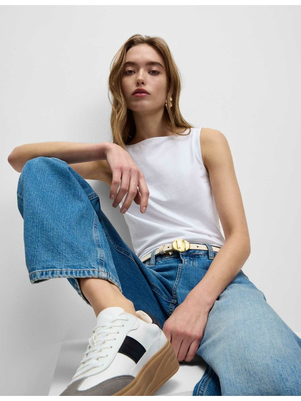 Marks & Spencer Tielkový top s lodičkovým výstrihom s vysokým podielom bavlny Marks & Spencer biela