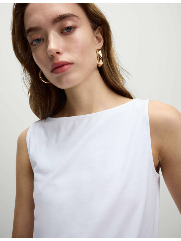 Marks & Spencer Tielkový top s lodičkovým výstrihom s vysokým podielom bavlny Marks & Spencer biela