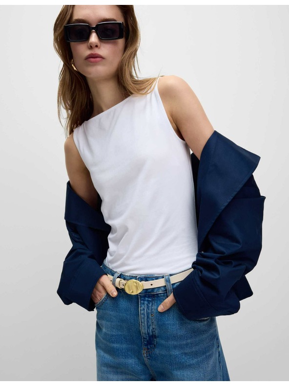 Marks & Spencer Tielkový top s lodičkovým výstrihom s vysokým podielom bavlny Marks & Spencer biela