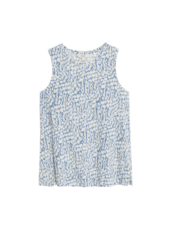 Marks & Spencer Tielko voľného strihu s vysokým podielom bavlny a potlačou Marks & Spencer modrá
