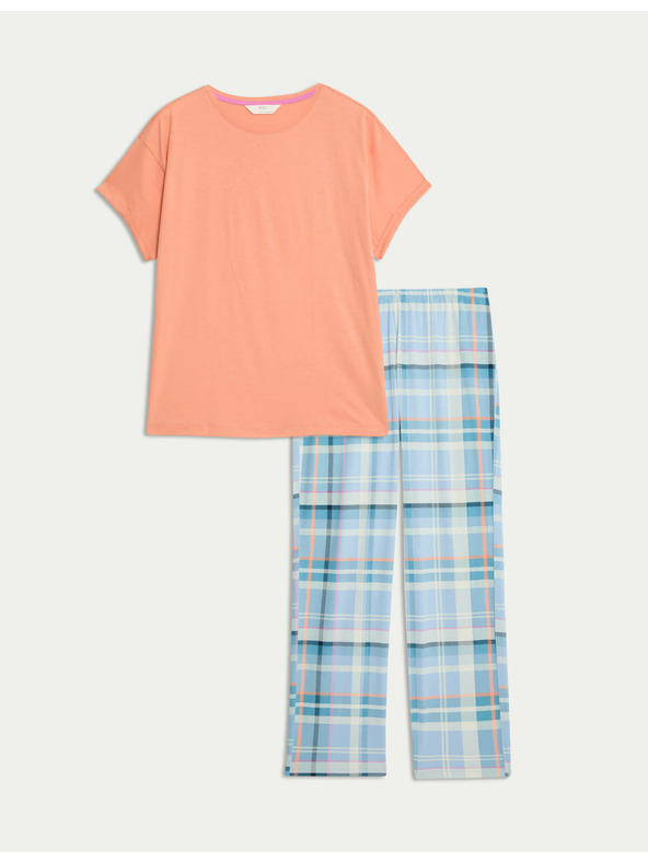 Marks & Spencer Karirasta pižama iz čiste bombaže Marks & Spencer oranžna