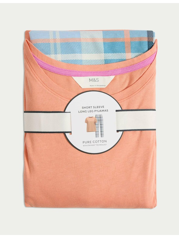 Marks & Spencer Karirasta pižama iz čiste bombaže Marks & Spencer oranžna