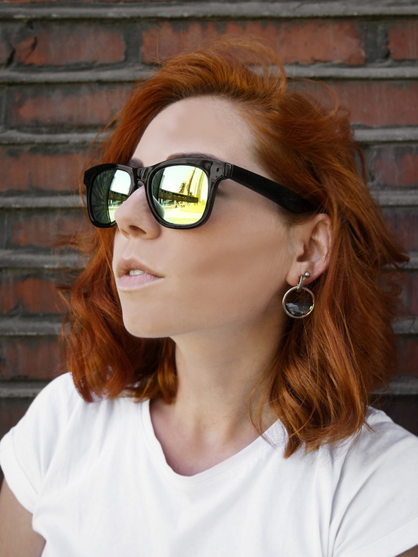 VEYREY VeyRey Nerd Sončna očala črna zrcalna rumena očala