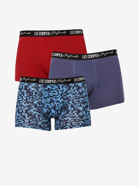 Lee Cooper Komplet treh moških boksarskih hlač v modri, vijolični in rdeči barvi Lee Cooper