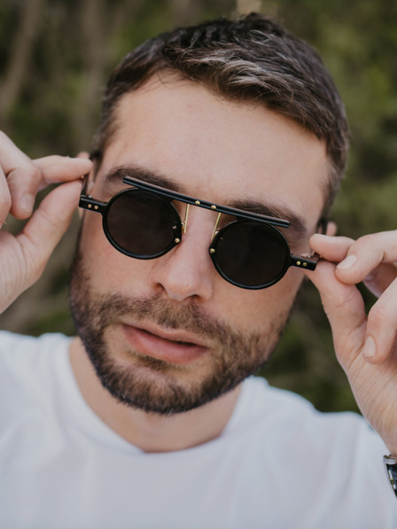 VEYREY Črna sončna očala VeyRey Steampunk Punnyostion unisex