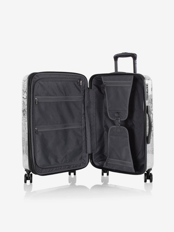 Heys Črno-beli potovalni kovček z vzorcem Heys Journey 3G M Črno-bela karta