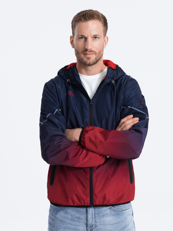 Ombre Clothing Rdeče-modra moška športna jakna znamke Ombre Clothing