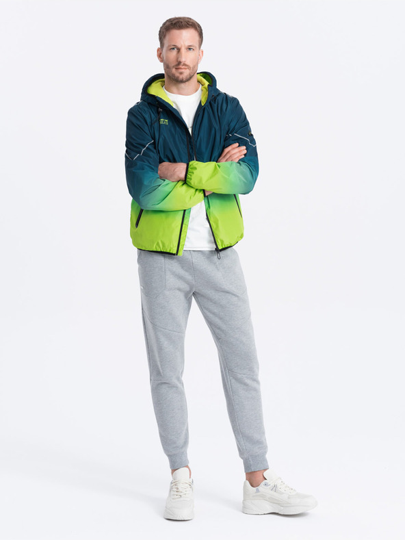 Ombre Clothing Zelena in bencinska moška športna jakna Ombre Clothing
