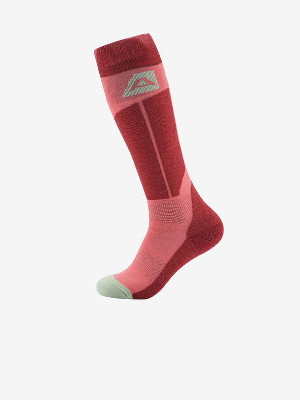 ALPINE PRO Roza in rdeče nogavice iz merino volne za moške ALPINE PRO RODE