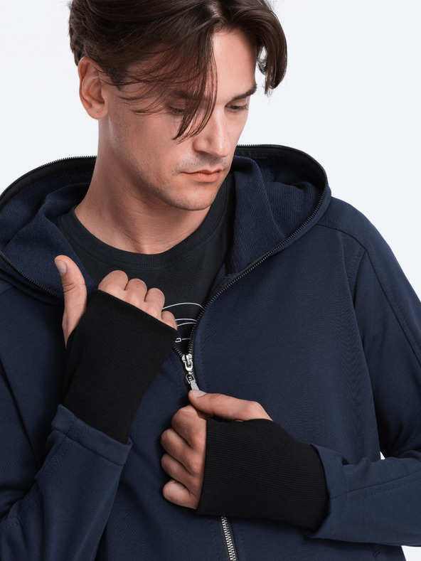 Ombre Clothing Temno modra moška jopa s kapuco Ombre Clothing