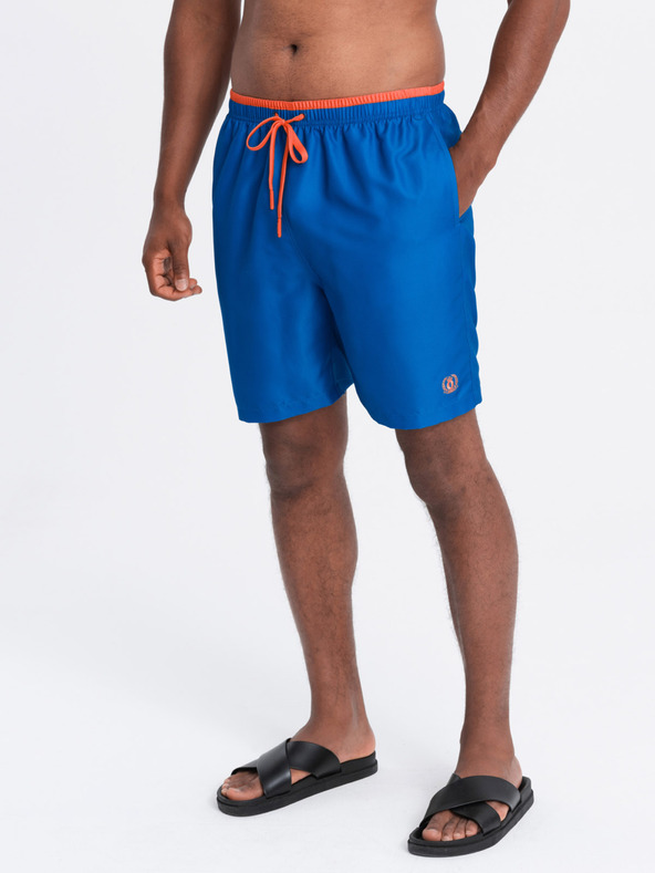 Ombre Clothing Modre moške rebraste kopalke Ombre Clothing