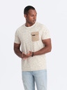 Ombre Clothing Svetlo rjava moška majica z žepom Ombre Clothing