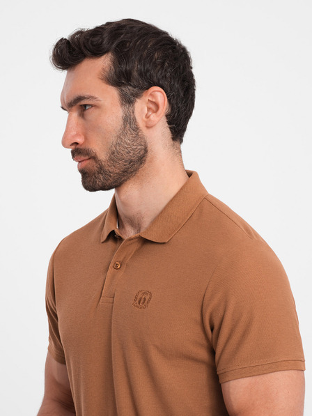 Ombre Clothing Rjava moška osnovna polo majica Ombre Clothing