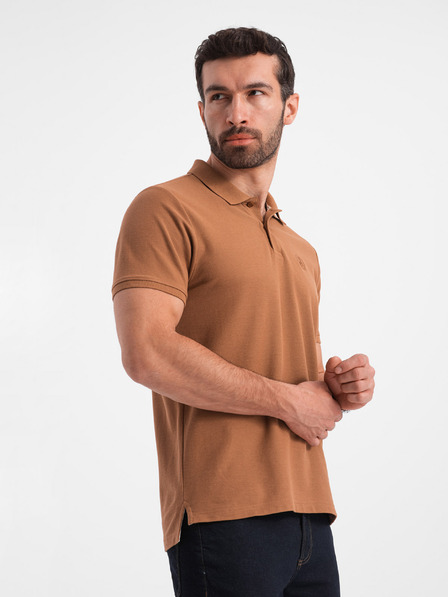 Ombre Clothing Rjava moška osnovna polo majica Ombre Clothing