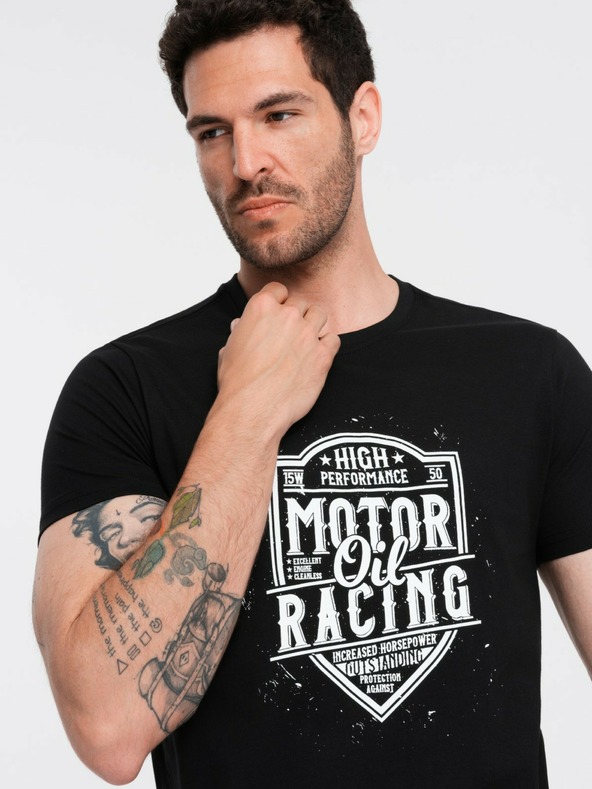 Ombre Clothing Črna moška majica s potiskom Ombre Clothing