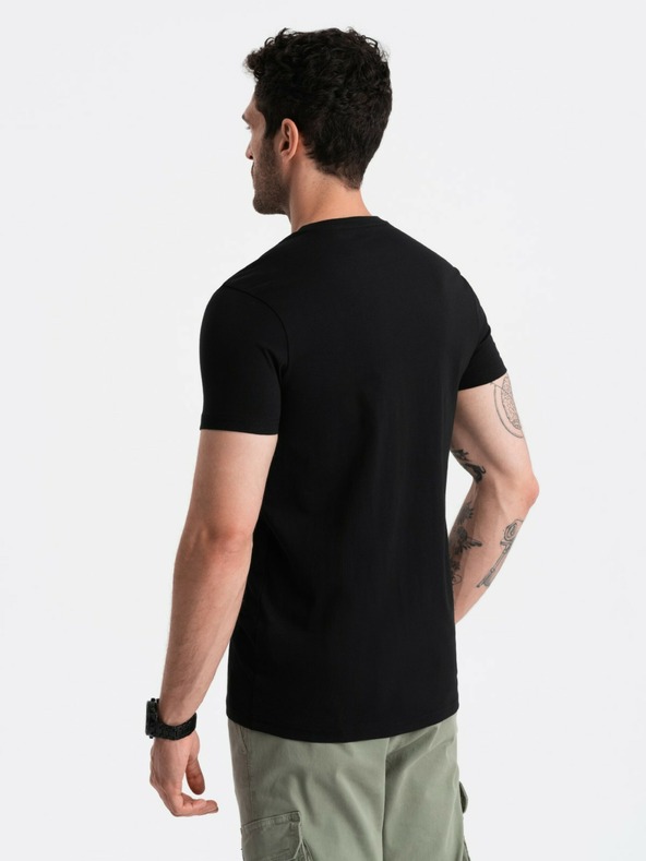 Ombre Clothing Črna moška majica s potiskom Ombre Clothing