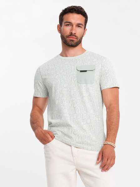 Ombre Clothing Svetlo zelena moška majica z žepi Ombre Clothing