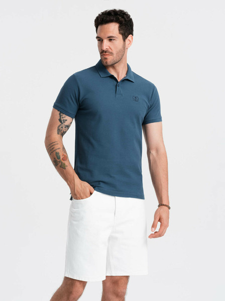 Ombre Clothing Modra moška osnovna polo majica Ombre Clothing