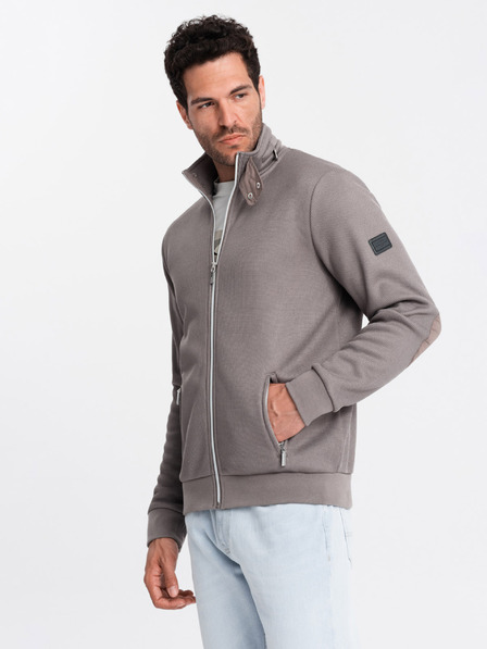 Ombre Clothing Siva moška jakna z visokim ovratnikom in notranjostjo iz flisa Ombre Clothing