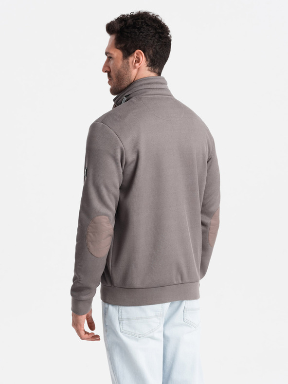 Ombre Clothing Siva moška jakna z visokim ovratnikom in notranjostjo iz flisa Ombre Clothing