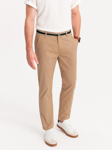 Ombre Clothing bež moške hlače chino z okrasnim pasom Ombre Clothing
