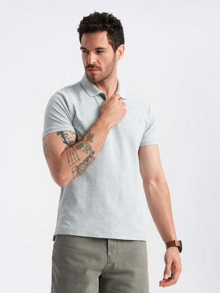 Ombre Clothing Svetlo siva moška osnovna polo majica Ombre Clothing