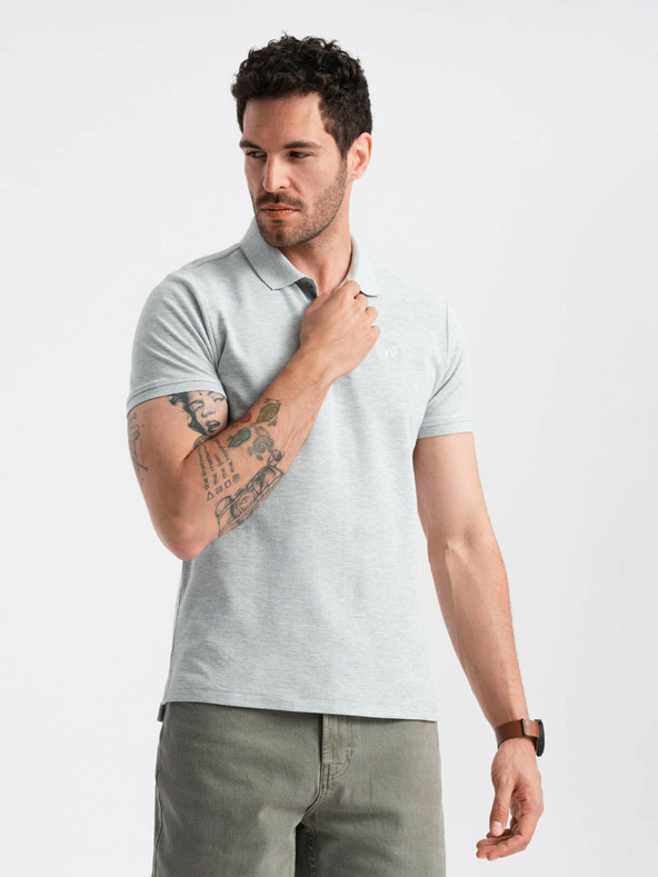 Ombre Clothing Svetlo siva moška osnovna polo majica Ombre Clothing