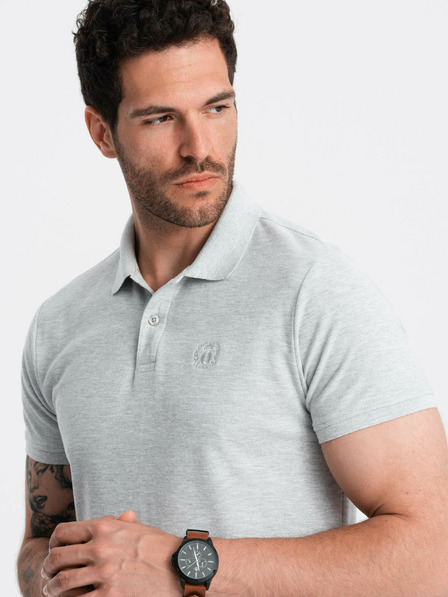 Ombre Clothing Svetlo siva moška osnovna polo majica Ombre Clothing