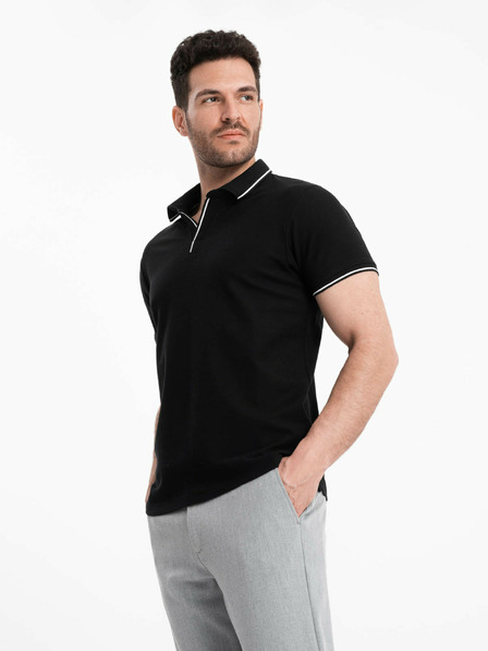 Ombre Clothing Črna moška polo majica brez gumbov Ombre Clothing