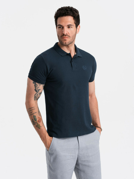 Ombre Clothing Temno modra moška osnovna polo majica Ombre Clothing