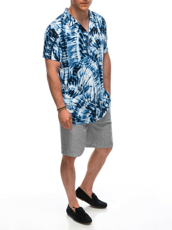 Ombre Clothing Modna bela moška vzorčasta majica s kratkimi rokavi Ombre Clothing