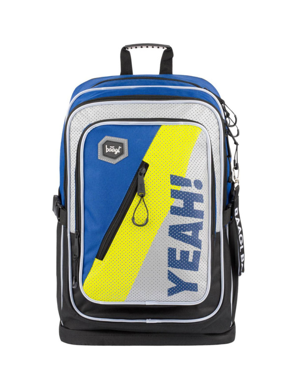 BAAGL  Modri šolski nahrbtnik kockasti neon Baagl