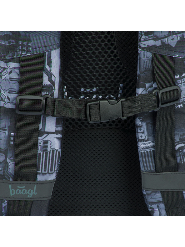 BAAGL  Sivi šolski nahrbtnik Baagl Core Technic