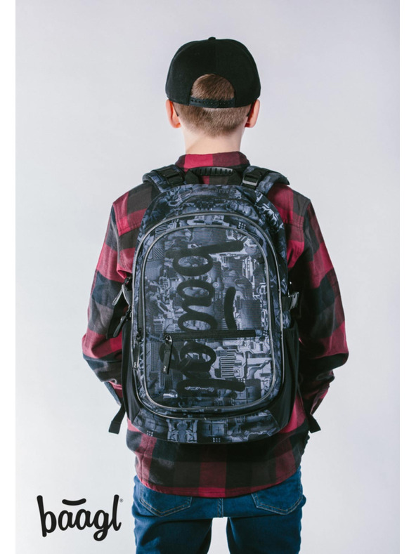 BAAGL  Sivi šolski nahrbtnik Baagl Core Technic