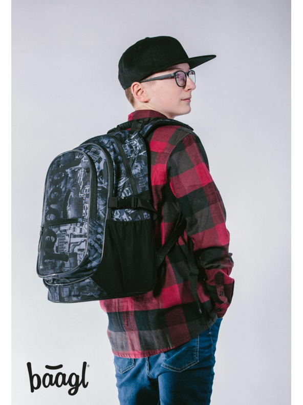 BAAGL  Sivi šolski nahrbtnik Baagl Core Technic