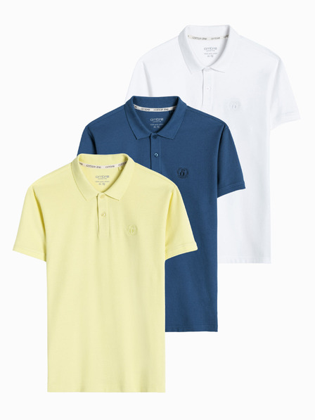 Ombre Clothing Moška pletena polo majica pique, 3 pakiranja Ombre Clothing