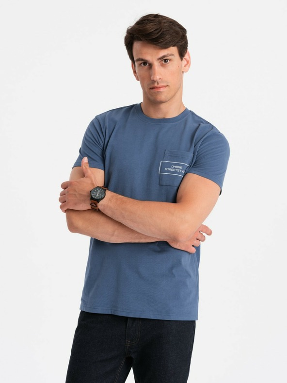 Ombre Clothing Moška bombažna majica z žepnim potiskom Ombre Streetstyle Ombre oblačila