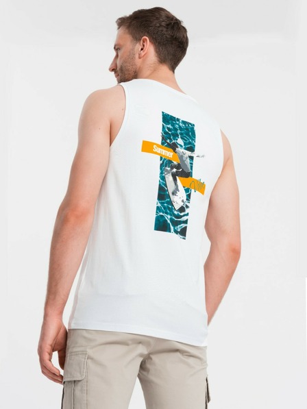 Ombre Clothing Moška bombažna majica s potiskom Summer Vibe Ombre oblačila