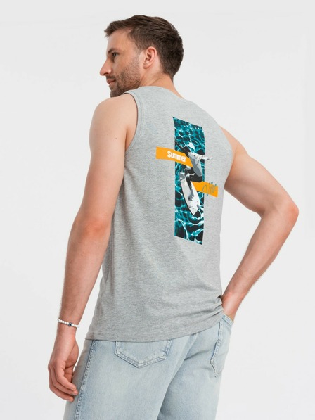 Ombre Clothing Moška bombažna majica s potiskom Summer Vibe Ombre oblačila