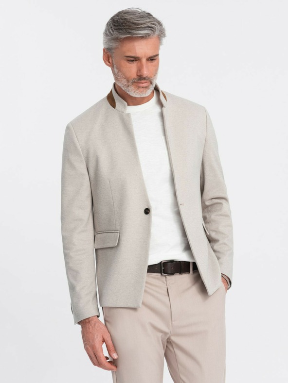 Ombre Clothing Ombre Clothing moška rjava jakna s stoječim ovratnikom