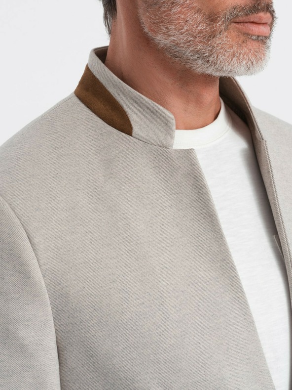 Ombre Clothing Ombre Clothing moška rjava jakna s stoječim ovratnikom