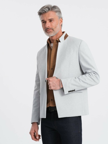 Ombre Clothing Ombre Clothing moška rjava jakna s stoječim ovratnikom