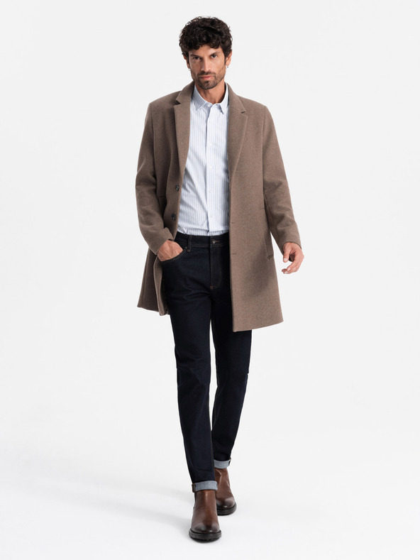 Ombre Clothing Eleganten moški enonadstropni plašč iz volnene mešanice Ombre Clothing V1 OM-COWC-0114